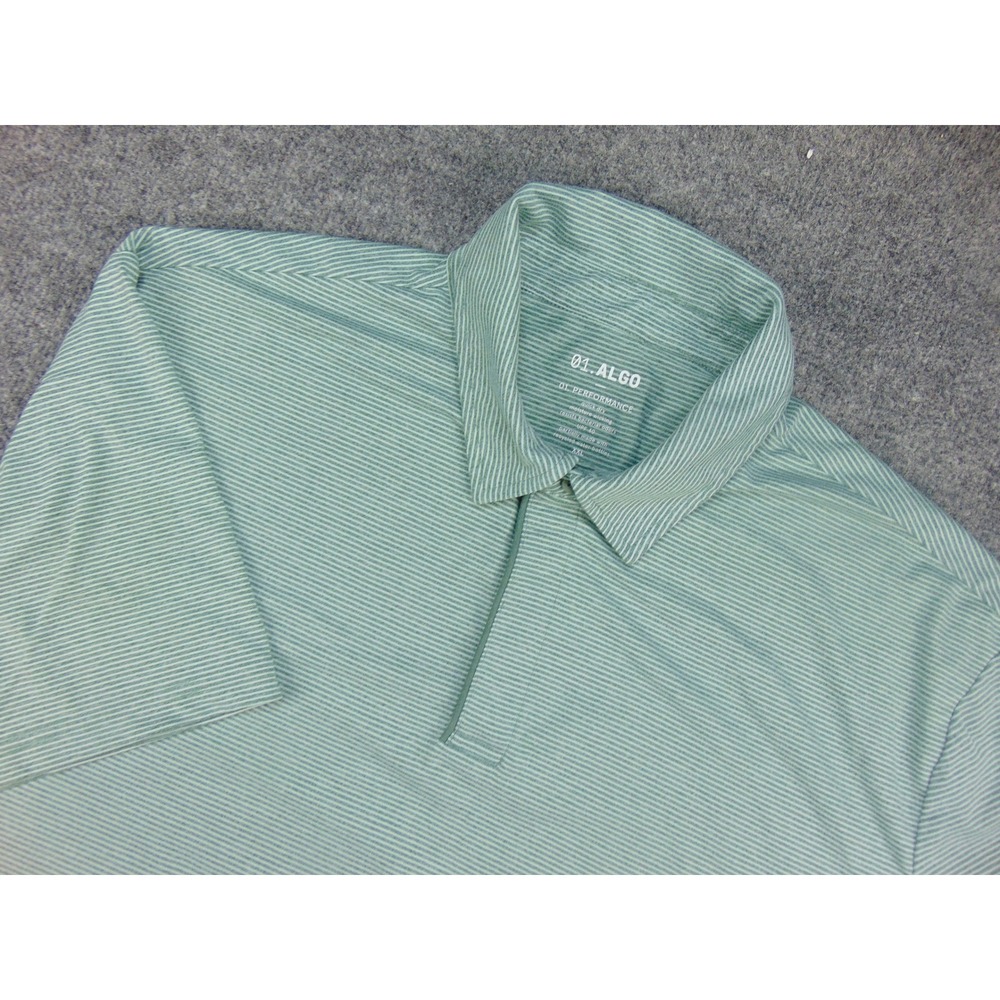 01.ALGO Performance Polo Shirt Mens 2XL Short Sleeve Green Striped Athleisure
